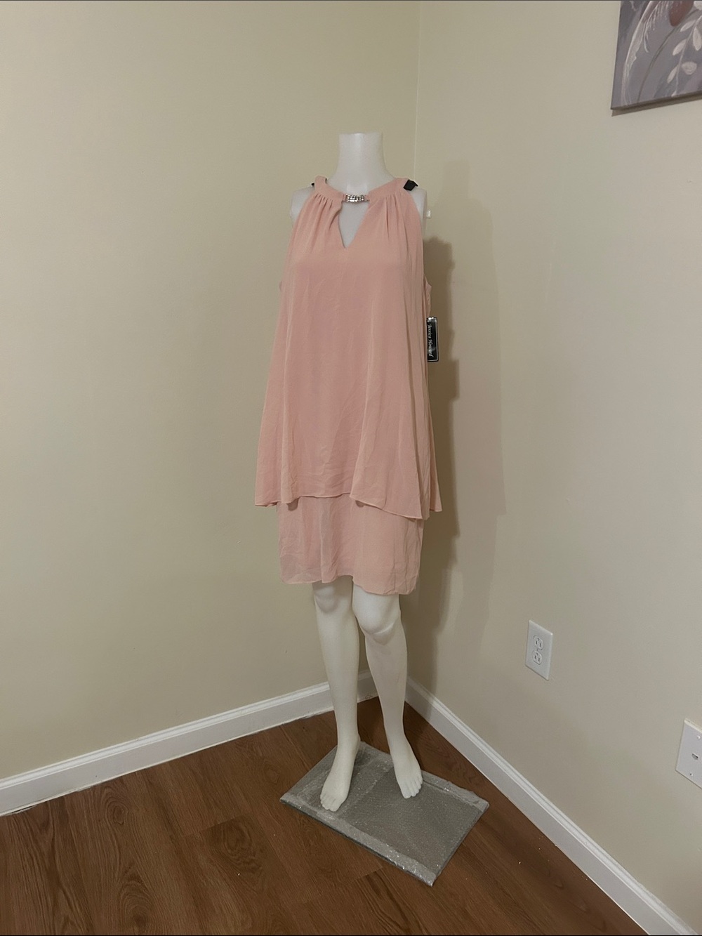 Jessica Howard Blush Pink Layered Wedding Guest Dress/Evening